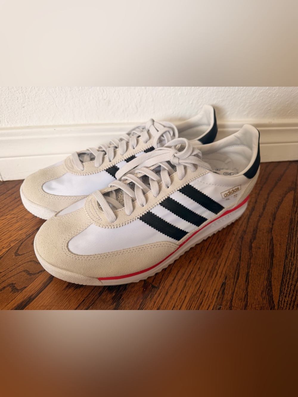 adidas White, Black & Red Retro Runner Sneakers
